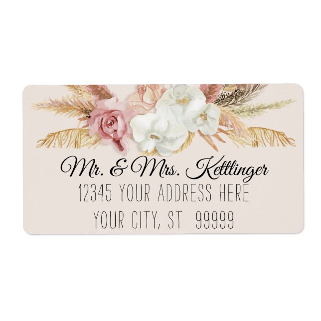 Boho Pampas Palm Neutral Blush Blumengrün (Vorne)