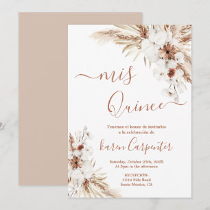 Boho Pampas Quinceanera Einladung
