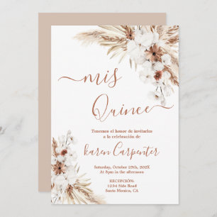 Boho Pampas Quinceanera Invitation