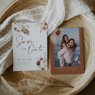 Boho Pampas Save the Date Einladung