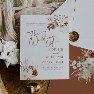 Boho Pampas Terracotta Hochzeit Einladung