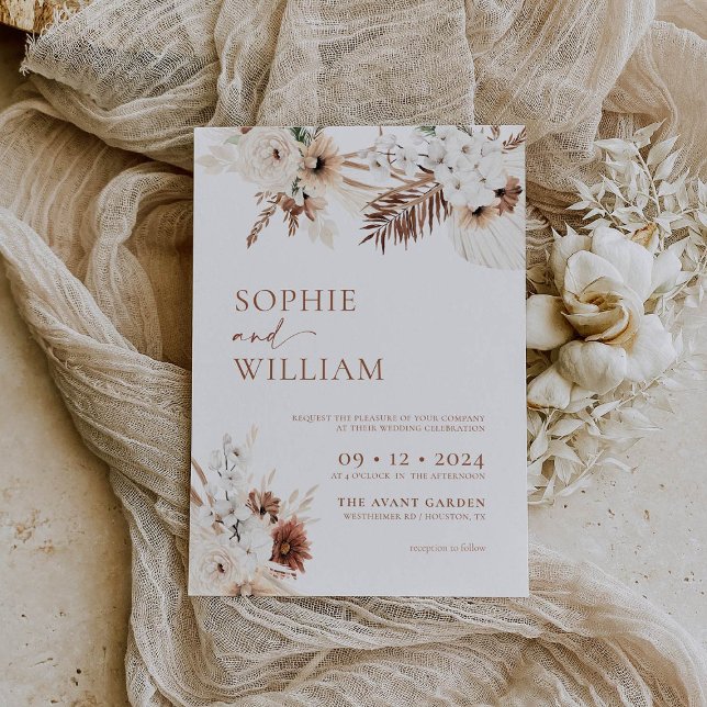 Boho Pampas Terracotta Hochzeit Einladung (Von Creator hochgeladen)
