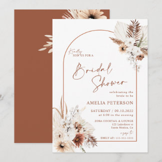 Boho Pampas Terracotta Invitation à la douche nupt