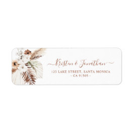 Boho Pampas Terracotta Return Address Label