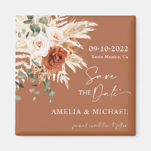 Boho Pampas Terracotta Rust retten das Date Magnet