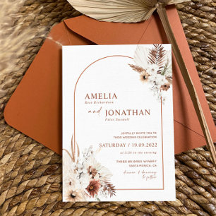Boho Pampas Terracotta Rust Wedding Einladung