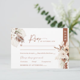 Boho Pampas Terracotta Wedding RSVP Card Response Karte