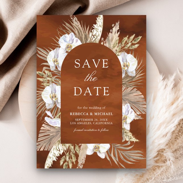 Boho Pampas White Orchid Save The Date (Von Creator hochgeladen)