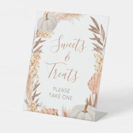 Boho Pampas white Pumpkin  Sweets & Treats sign Sockelschild