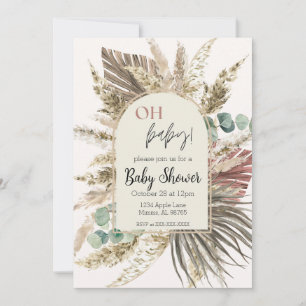 Boho-Pampasgras-Baby-Shower-Einladung Neutral Einladung