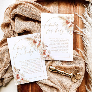Boho-Pampasgras-Beige-Bücher für Baby Einladung