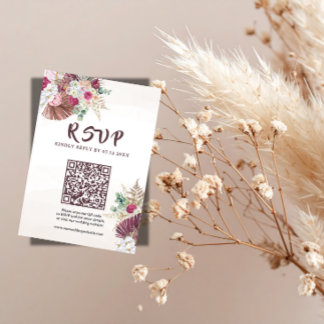 Boho-Pampasgras-Blumen-Hochzeits-RSVP-QR-Code  RSVP Karte