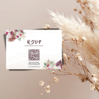 Boho-Pampasgras-Blumen-Hochzeits-RSVP-QR-Code  RSVP Karte