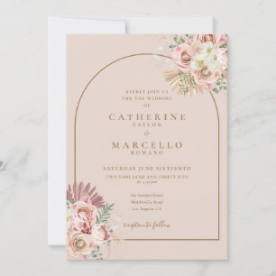 Boho-Pampasgras-Blumenbogen-Hochzeitseinladung Einladung
