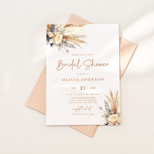 Boho-Pampasgras-Brautparty-Blumen-Einladung Einladung