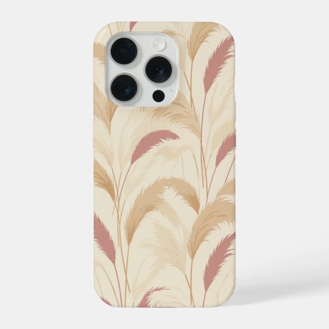 Boho-Pampasgras-Federn Ästhetische Botanik iPhone 15 Pro Hülle (Rückseite)