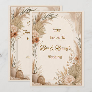 Boho-Pampasgras getrocknete Blumen Neutral Einladung