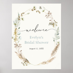 Boho-Pampasgras getrockneter Blumenstrauß Willkomm Poster