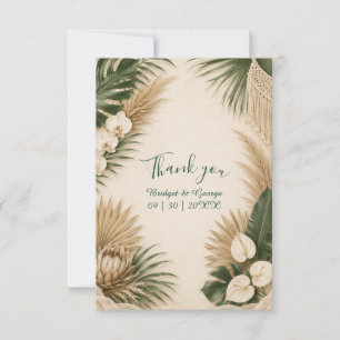 Boho-Pampasgras Hawaii Florale Tropische Hochzeit Dankeskarte
