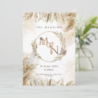 Boho-Pampasgras-Hochzeitseinladung Einladung