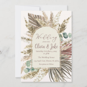 Boho-Pampasgras-Hochzeitseinladung — Salbeigrün Einladung