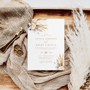 Boho-Pampasgras-Hochzeitsfloristik Einladung