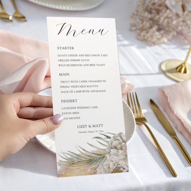 Boho-Pampasgras-Hochzeitsmenü Menükarte (Von Creator hochgeladen)