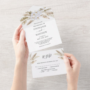 Boho-Pampasgras-Orchideen-Botanische Hochzeit All In One Einladung