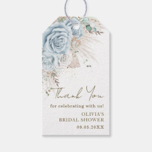 Boho-Pampasgras Pastellblau Florale Hochzeitsdusch Geschenkanhänger