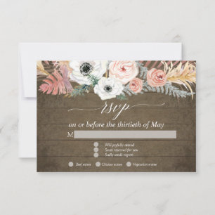 Boho-Pampasgras tropisches florales Blattwerk RSVP Karte