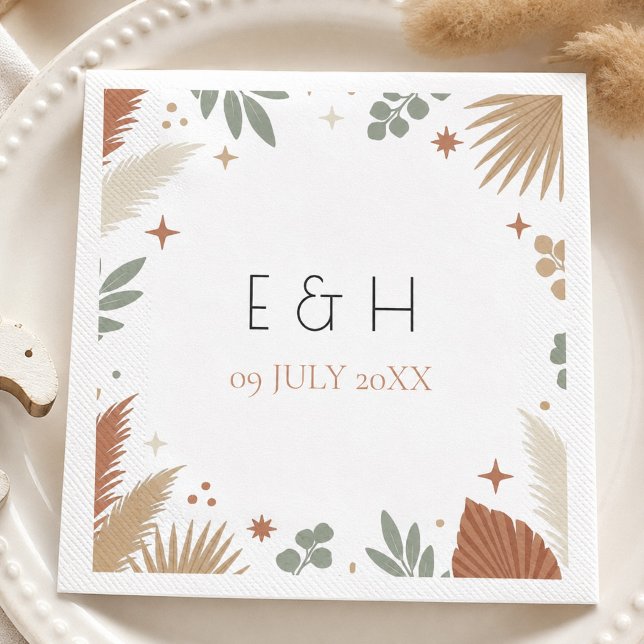 Boho Pampasgras und Salbeigrün Eukalyptus Serviette (Boho Pampas Grass and Sage Green Eucalyptus Napkins)