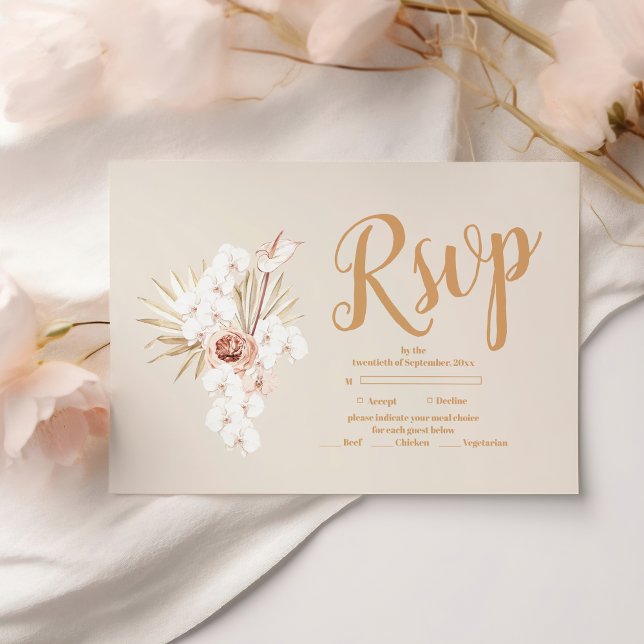 Boho Pampass Grass Floral Wedding RSVP Karte (Von Creator hochgeladen)