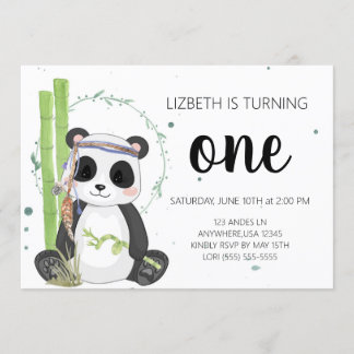 Boho Panda Einladungen zum Geburtstag - Mädchen