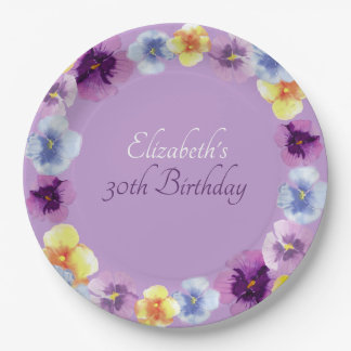 Boho Pansy Garden Party Bunte Blumenbäume Geburtst Pappteller