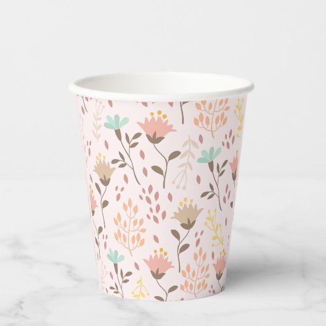 Boho Paper Cups, Boho Botanische Blume Pappbecher (Vorderseite)