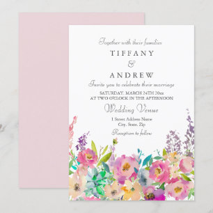 Boho Pastel Aquarelle Faire-part de mariage Floral