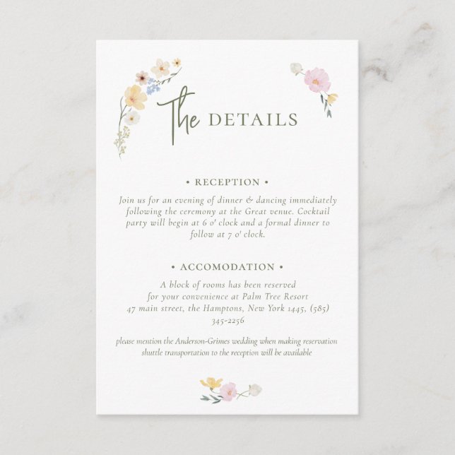 Boho Pastel Blume Elegante Kalligraphie Wedding E Begleitkarte (Vorderseite)
