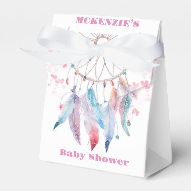 Boho Pastel Feathers Dreamcatcher Girl Baby Shower Geschenkschachtel (Vorderseite)