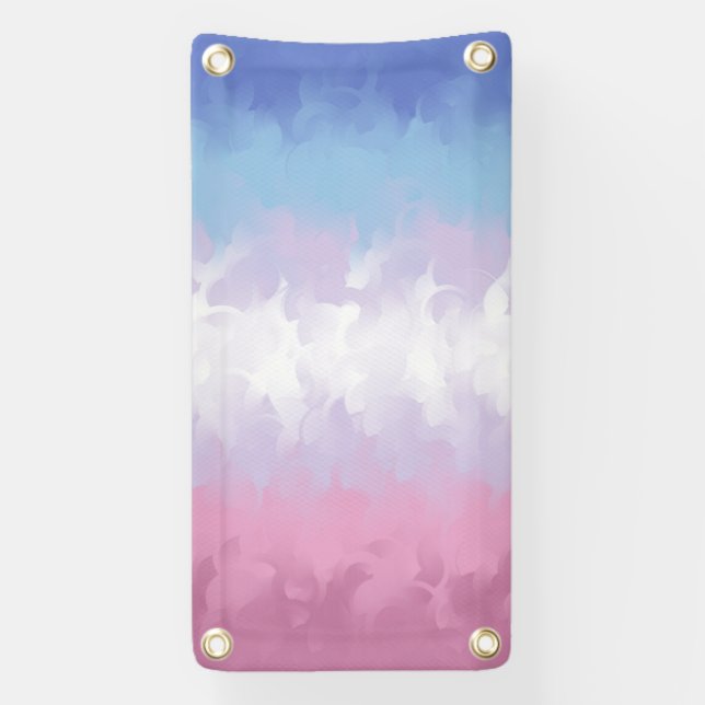 Boho Pastel Fluffy Abstrakt Bigender Pride Flag Banner (Vertikal)