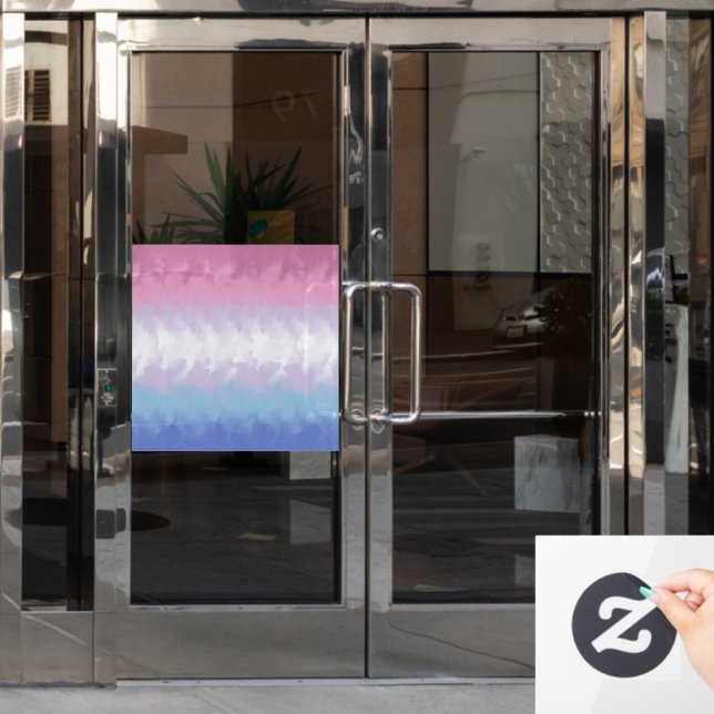 Boho Pastel Fluffy Abstrakt Bigender Pride Flag Fensteraufkleber (Büro Tür)