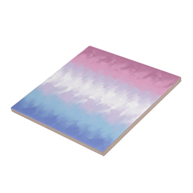 Boho Pastel Fluffy Abstrakt Bigender Pride Flag Fliese (Seite)