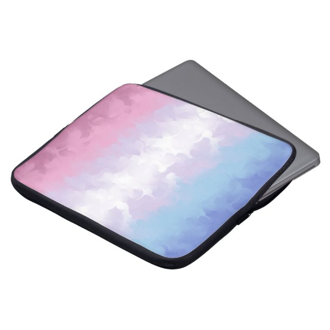 Boho Pastel Fluffy Abstrakt Bigender Pride Flag Laptopschutzhülle (Vorne Oben)