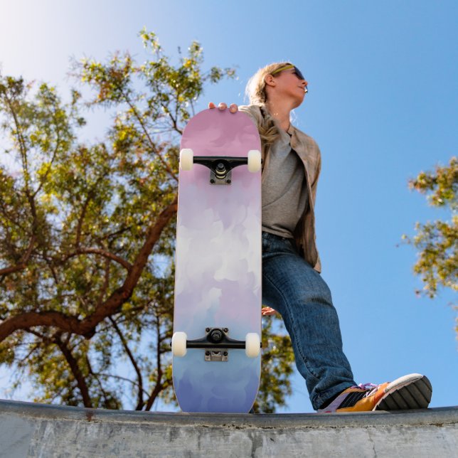 Boho Pastel Fluffy Abstrakt Bigender Pride Flag Skateboard (Außenbereich 1)