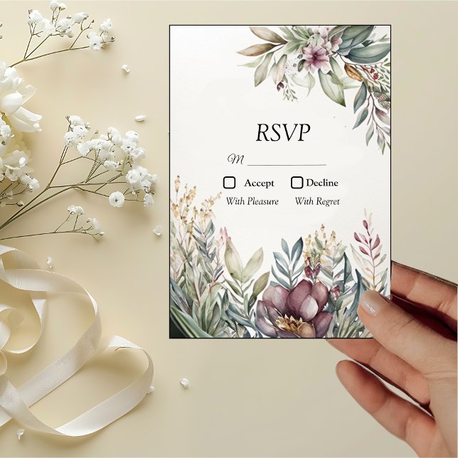 BOHO Pastel Garden Colors Wedding RSVP Karte (Von Creator hochgeladen)