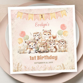 Boho Pastel Girl 1. Geburtstag Serviette