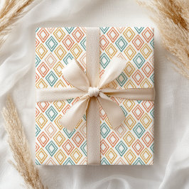 Boho Pastel Girly Retro Geometric Pink Green Geschenkpapier
