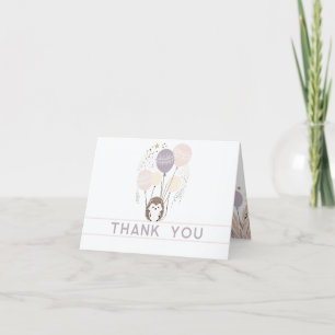 Boho Pastel Hedgehog et Balloons Cartes de remerci