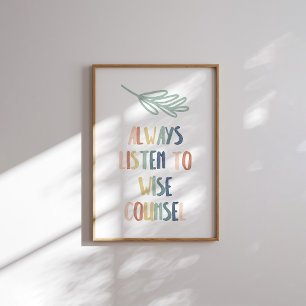 Boho Pastel hört immer weise Poster