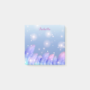 Boho Pastel Lila Pink Feathers Glitzern Custom Post-it Klebezettel