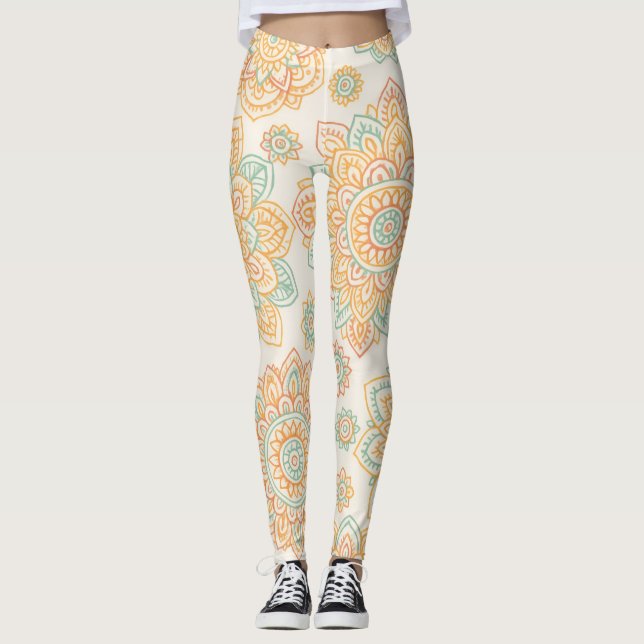 Boho Pastel Mandala Leggings (Vorderseite)
